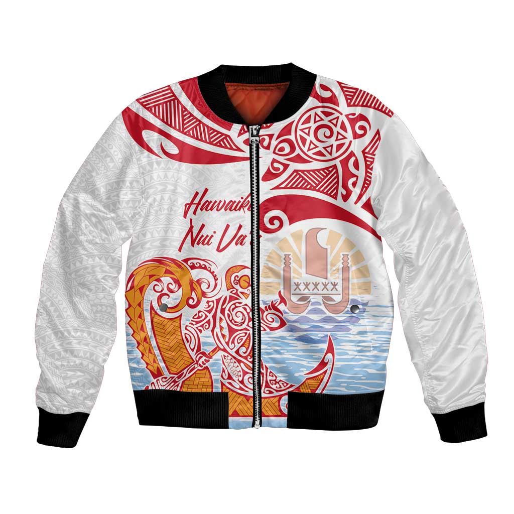 Hawaiki Nui Va'a Solo French Polynesia Bomber Jacket Red Color