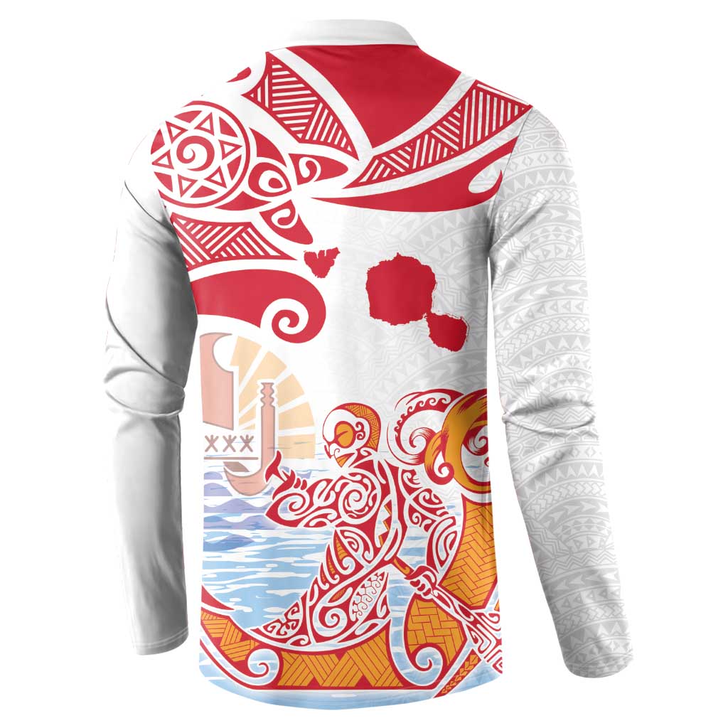 Hawaiki Nui Va'a Solo French Polynesia Button Sweatshirt Red Color LT03 - Polynesian Pride