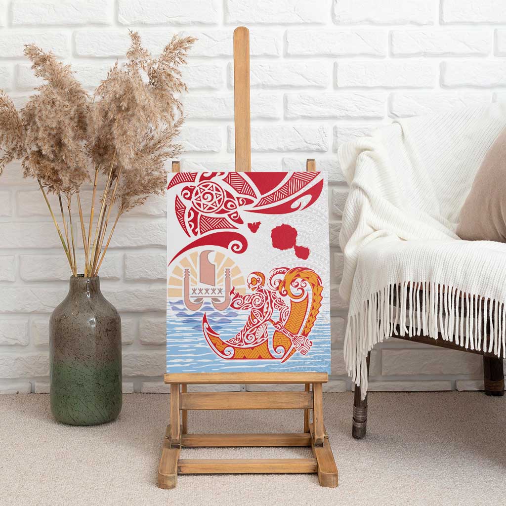 Hawaiki Nui Va'a Solo French Polynesia Canvas Wall Art Red Color LT03 - Polynesian Pride