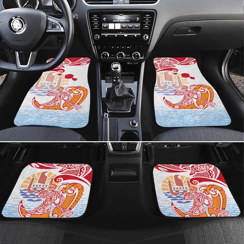 Hawaiki Nui Va'a Solo French Polynesia Car Mats Red Color LT03 Set 4pcs Red - Polynesian Pride
