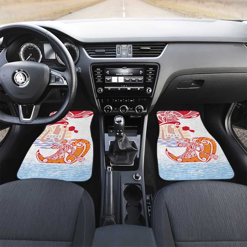 Hawaiki Nui Va'a Solo French Polynesia Car Mats Red Color LT03 Set 2pcs - Front Red - Polynesian Pride
