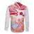 Hawaiki Nui Va'a Solo French Polynesia Family Matching Off The Shoulder Long Sleeve Dress and Hawaiian Shirt Red Color