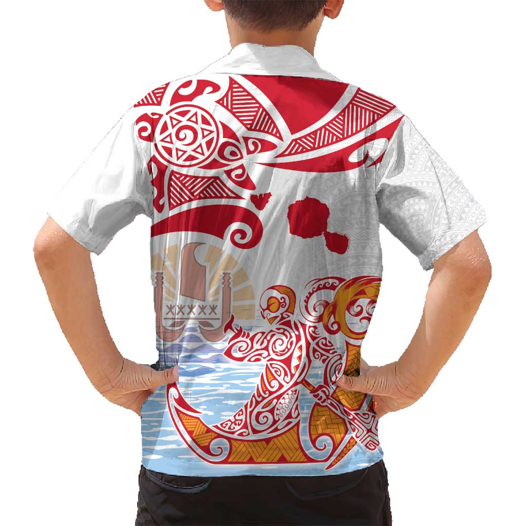 Hawaiki Nui Va'a Solo French Polynesia Family Matching Tank Maxi Dress and Hawaiian Shirt Red Color