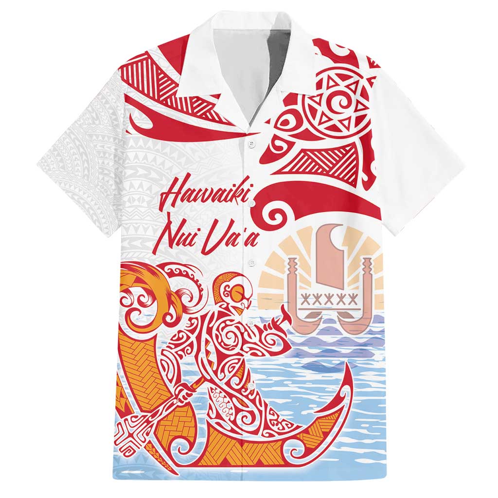 Hawaiki Nui Va'a Solo French Polynesia Hawaiian Shirt Red Color