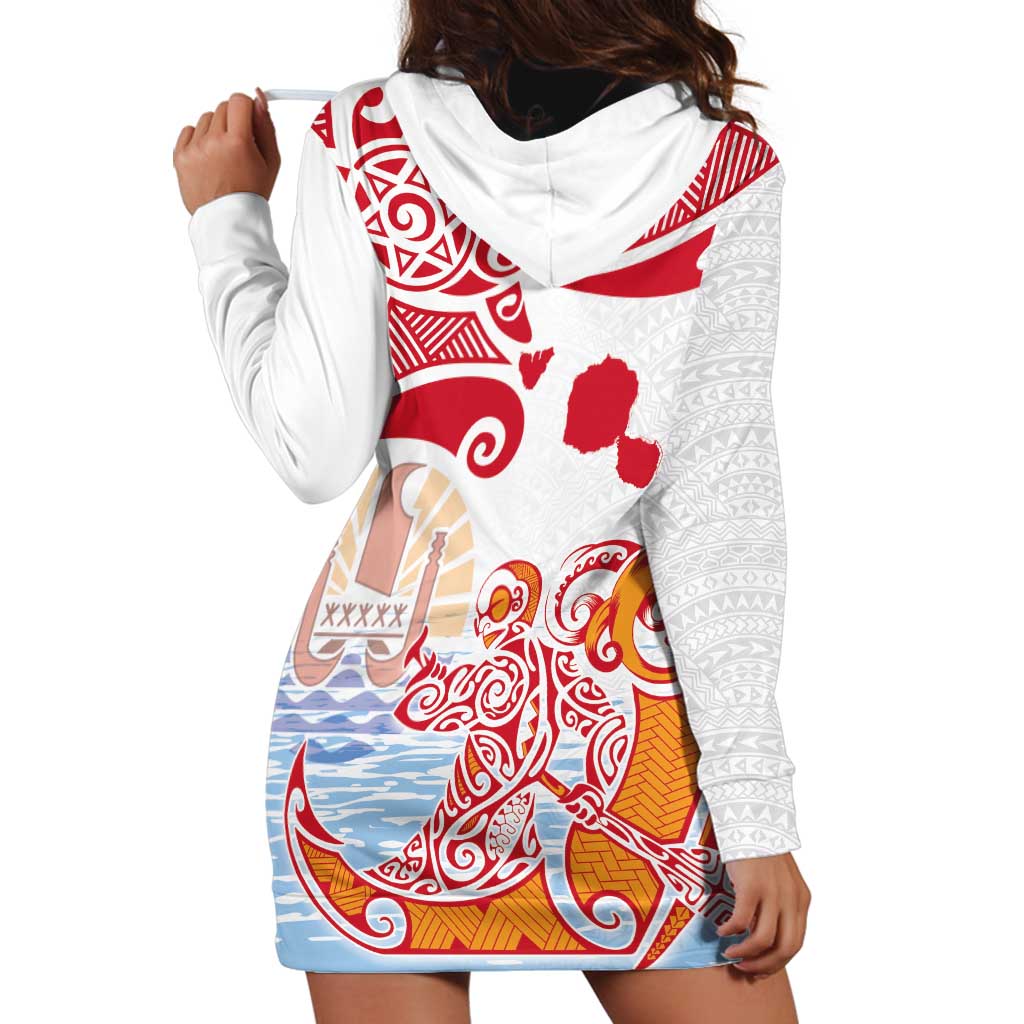 Hawaiki Nui Va'a Solo French Polynesia Hoodie Dress Red Color LT03 - Polynesian Pride