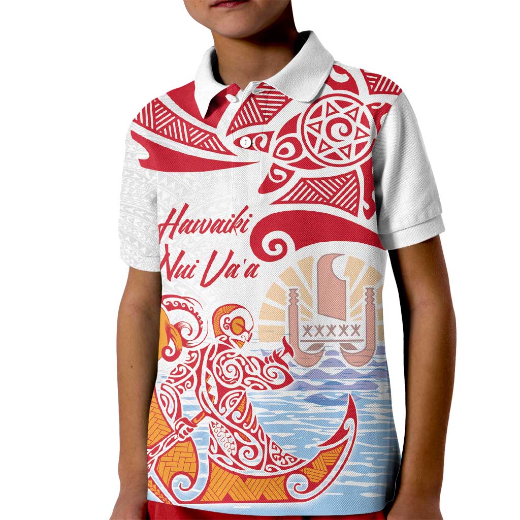 Hawaiki Nui Va'a Solo French Polynesia Kid Polo Shirt Red Color