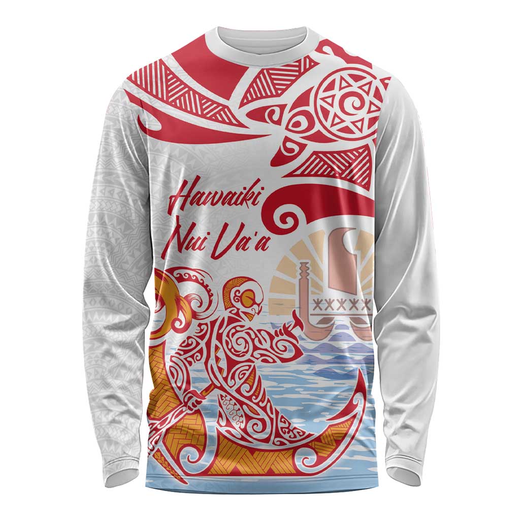 Hawaiki Nui Va'a Solo French Polynesia Long Sleeve Shirt Red Color