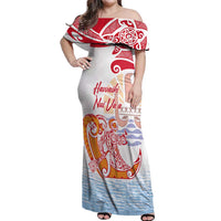 Hawaiki Nui Va'a Solo French Polynesia Off Shoulder Maxi Dress Red Color LT03 Women Red - Polynesian Pride
