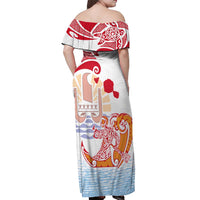 Hawaiki Nui Va'a Solo French Polynesia Off Shoulder Maxi Dress Red Color LT03 - Polynesian Pride