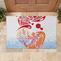 Hawaiki Nui Va'a Solo French Polynesia Rubber Doormat Red Color LT03 Red - Polynesian Pride