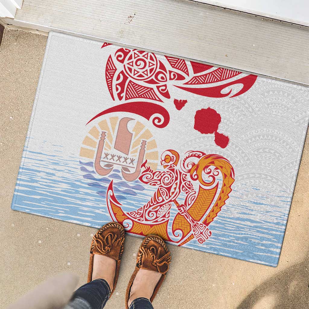 Hawaiki Nui Va'a Solo French Polynesia Rubber Doormat Red Color LT03 - Polynesian Pride