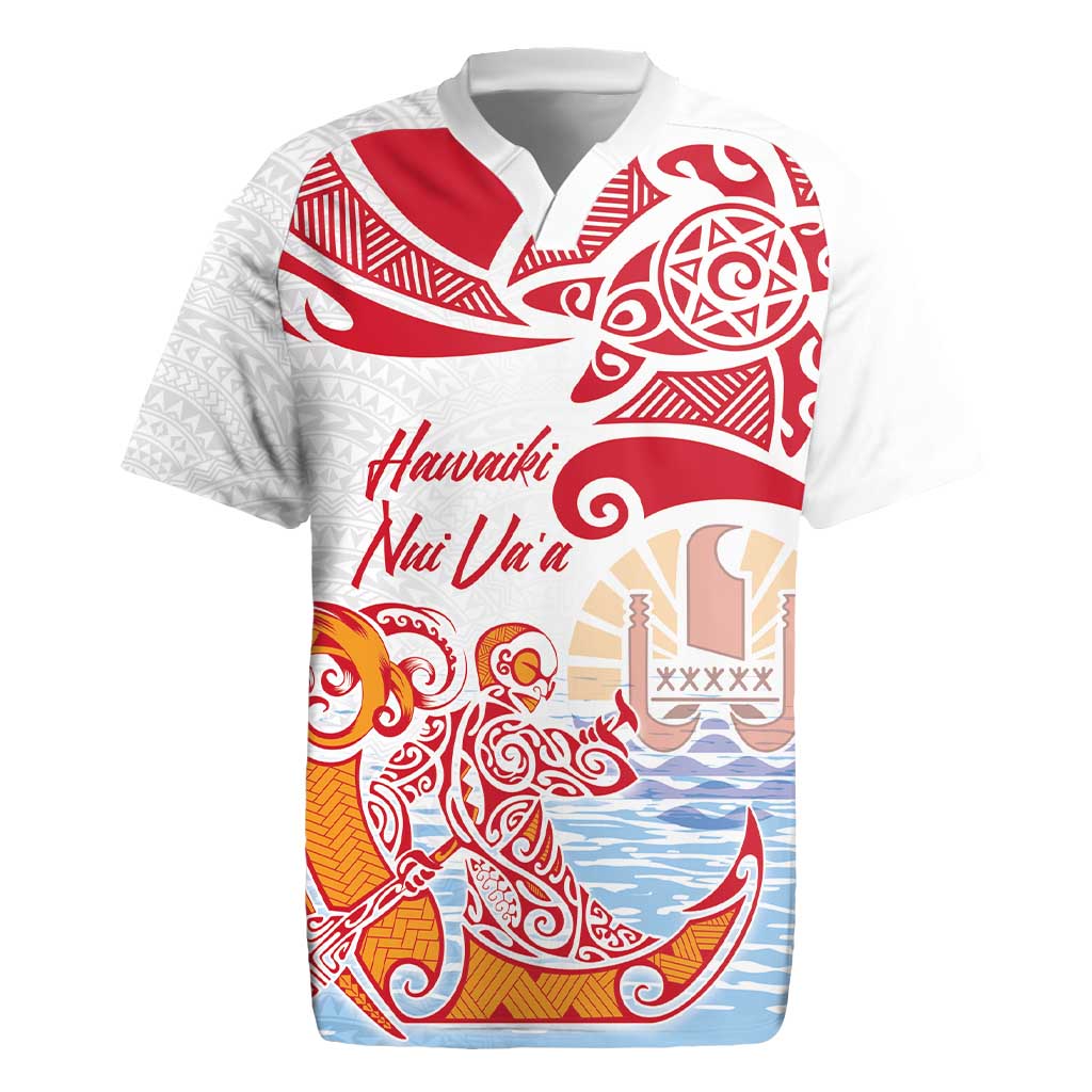 Hawaiki Nui Va'a Solo French Polynesia Rugby Jersey Red Color LT03 Red - Polynesian Pride