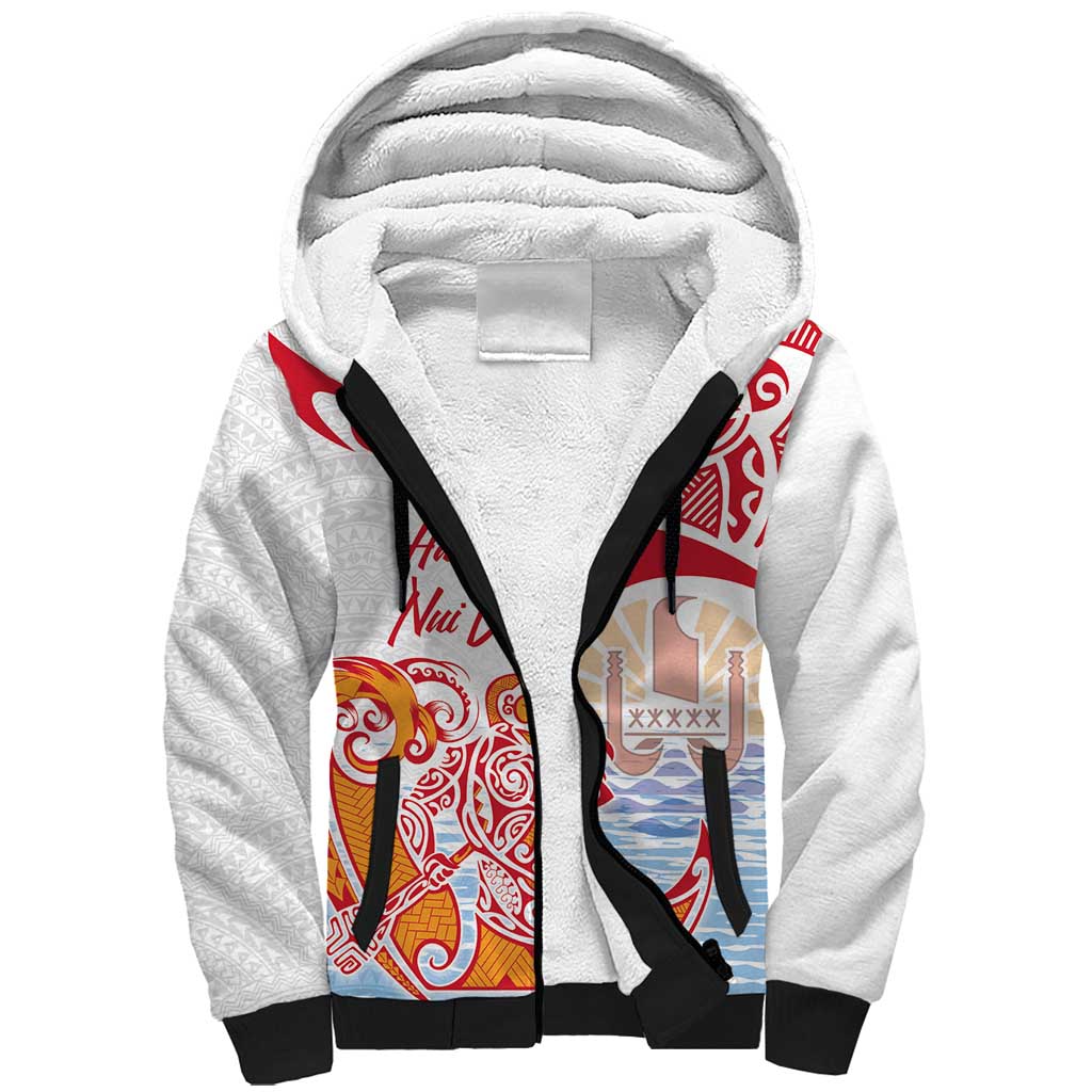 Hawaiki Nui Va'a Solo French Polynesia Sherpa Hoodie Red Color LT03 Unisex Red - Polynesian Pride