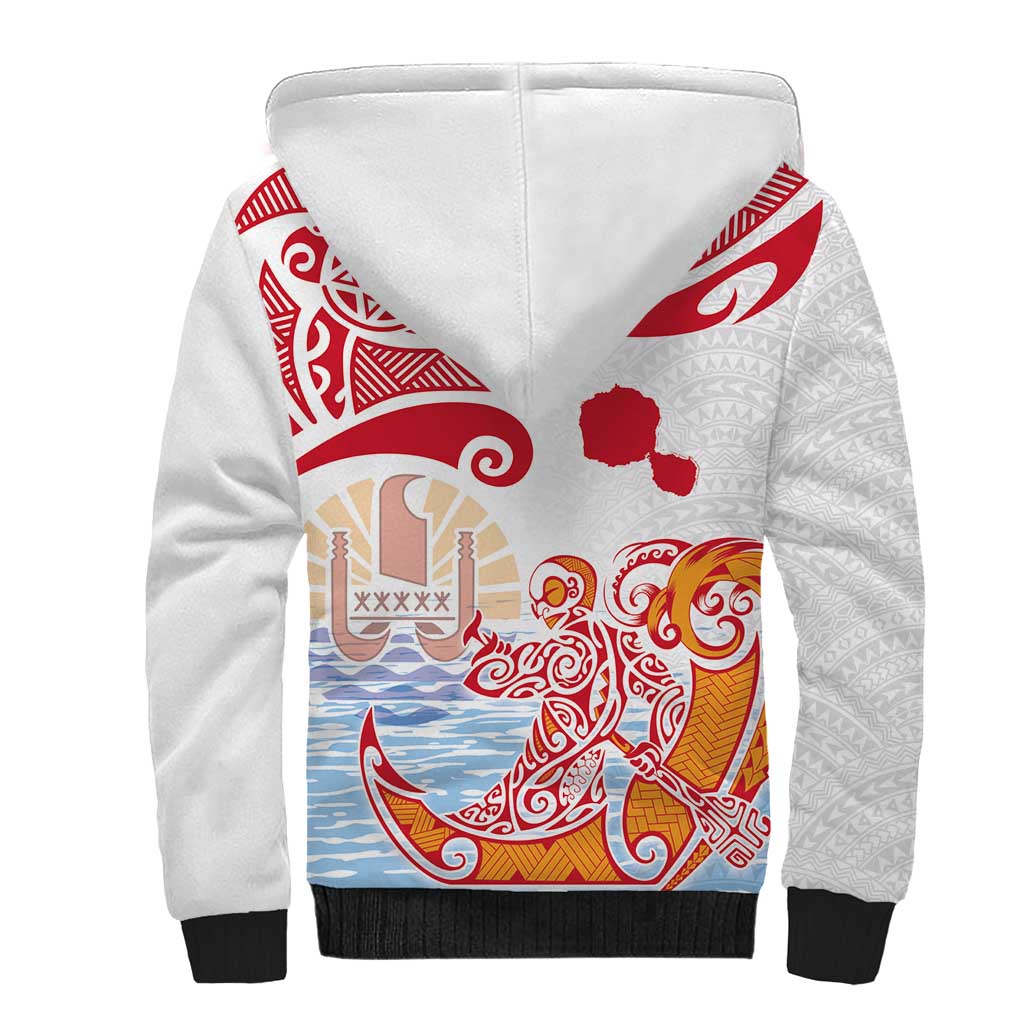 Hawaiki Nui Va'a Solo French Polynesia Sherpa Hoodie Red Color LT03 - Polynesian Pride