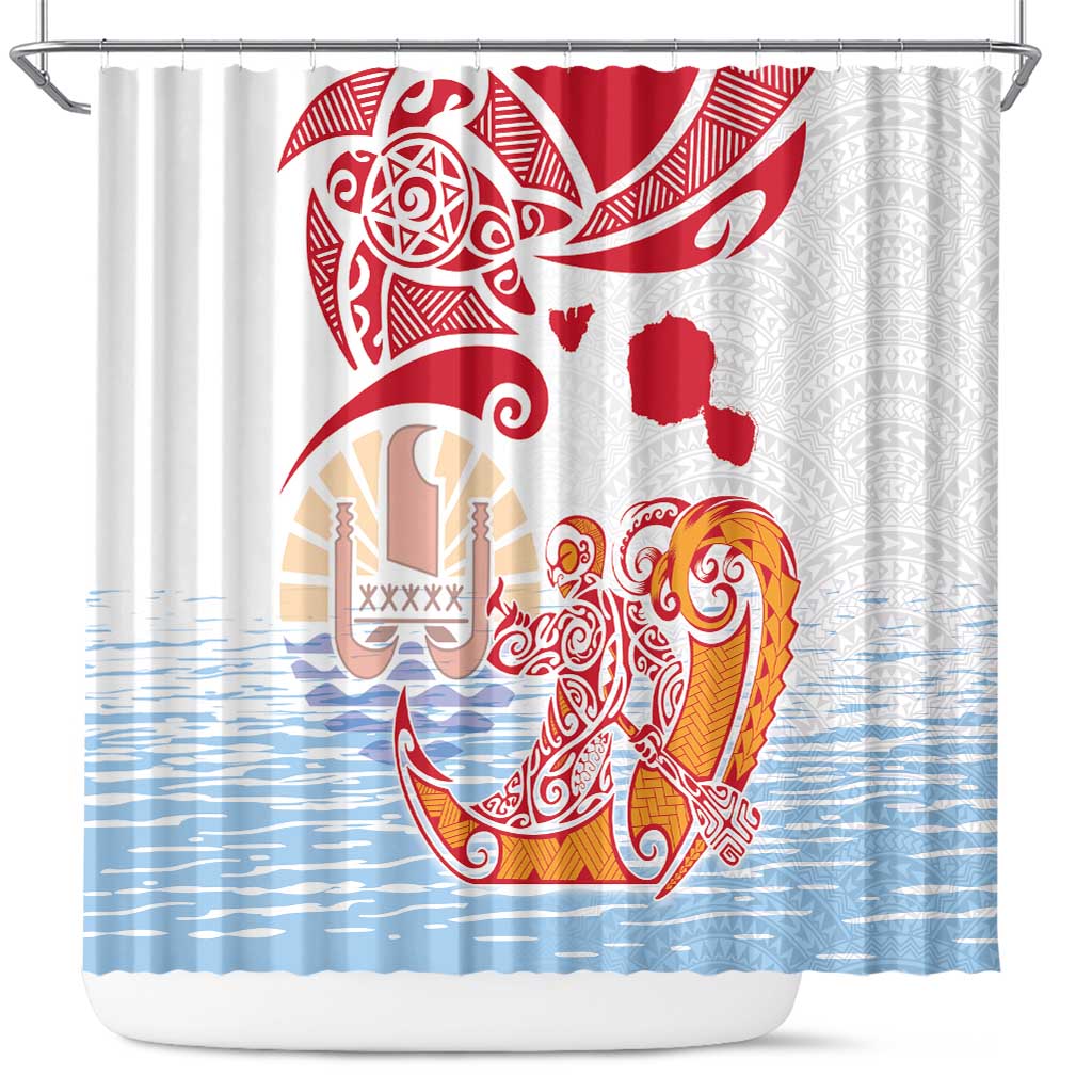 Hawaiki Nui Va'a Solo French Polynesia Shower Curtain Red Color