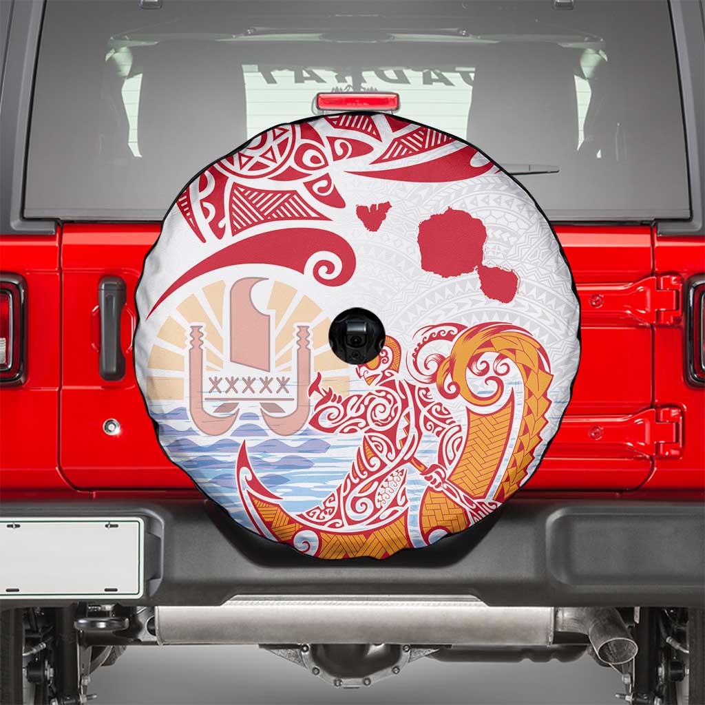 Hawaiki Nui Va'a Solo French Polynesia Spare Tire Cover Red Color LT03 - Polynesian Pride
