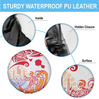 Hawaiki Nui Va'a Solo French Polynesia Spare Tire Cover Red Color LT03 - Polynesian Pride
