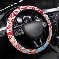 Hawaiki Nui Va'a Solo French Polynesia Steering Wheel Cover Red Color LT03 Universal Fit Red - Polynesian Pride