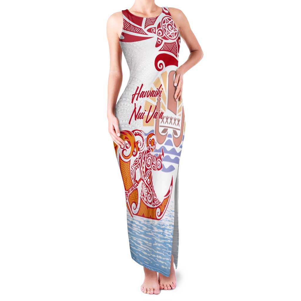 Hawaiki Nui Va'a Solo French Polynesia Tank Maxi Dress Red Color