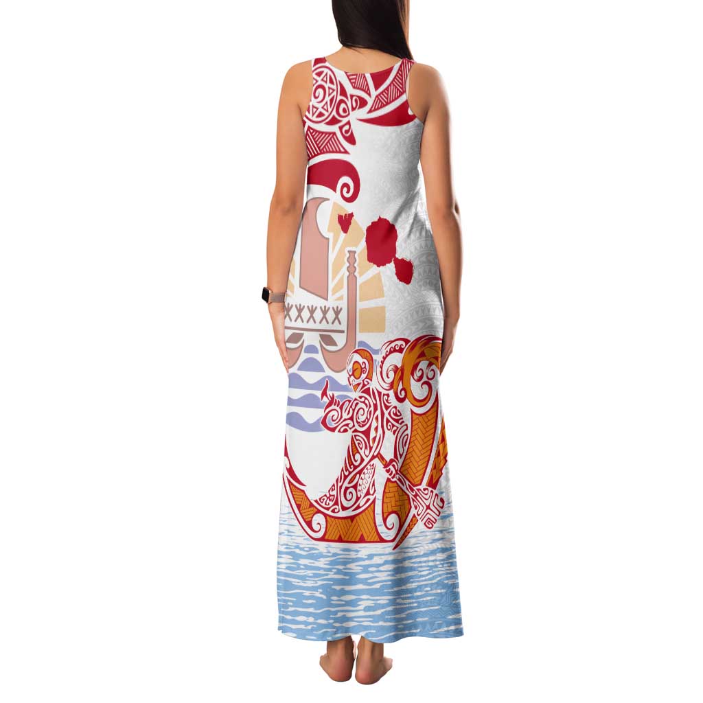 Hawaiki Nui Va'a Solo French Polynesia Tank Maxi Dress Red Color LT03 - Polynesian Pride
