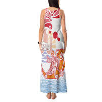 Hawaiki Nui Va'a Solo French Polynesia Tank Maxi Dress Red Color LT03 - Polynesian Pride