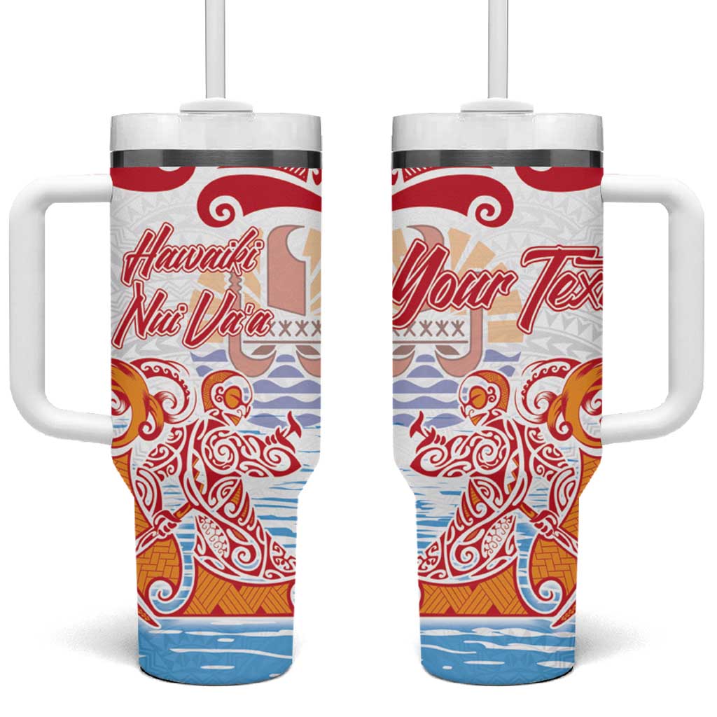 Hawaiki Nui Va'a Solo French Polynesia Tumbler With Handle Red Color LT03 One Size: 40 oz Red - Polynesian Pride