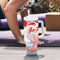 Hawaiki Nui Va'a Solo French Polynesia Tumbler With Handle Red Color LT03 - Polynesian Pride