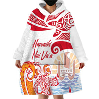 Hawaiki Nui Va'a Solo French Polynesia Wearable Blanket Hoodie Red Color LT03 - Polynesian Pride