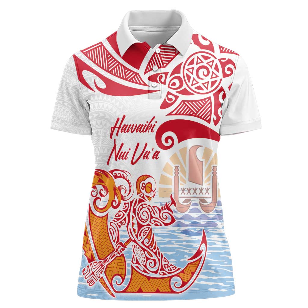 Hawaiki Nui Va'a Solo French Polynesia Women Polo Shirt Red Color