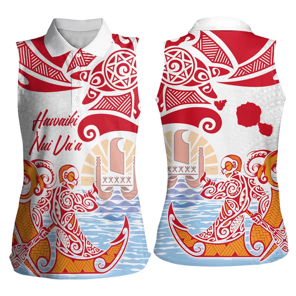 Hawaiki Nui Va'a Solo French Polynesia Women Sleeveless Polo Shirt Red Color