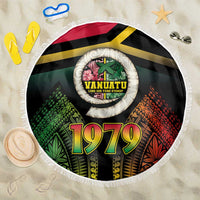 Vanuatu Constitution Day Beach Blanket Polynesian Tattoo and Pig Tusk Since 1979 LT03 One Size 150cm Black - Polynesian Pride