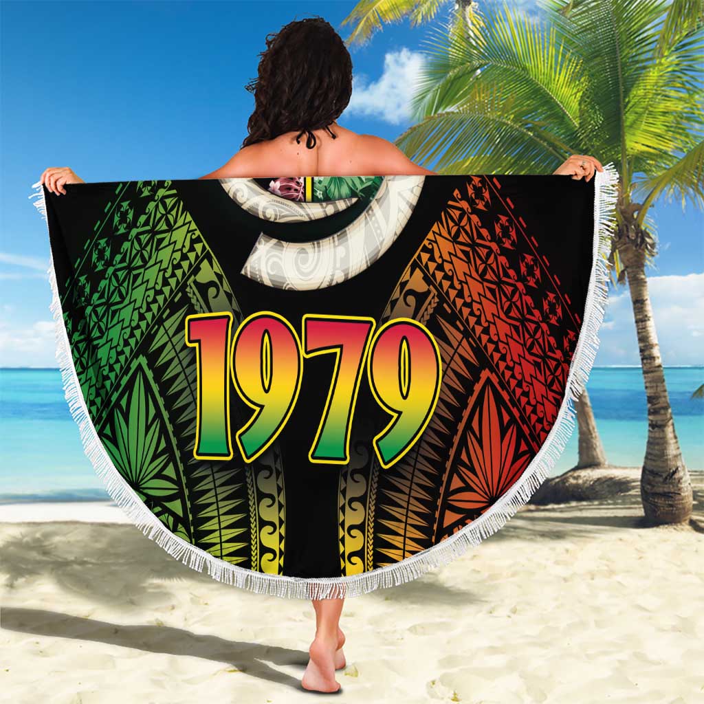 Vanuatu Constitution Day Beach Blanket Polynesian Tattoo and Pig Tusk Since 1979 LT03 - Polynesian Pride