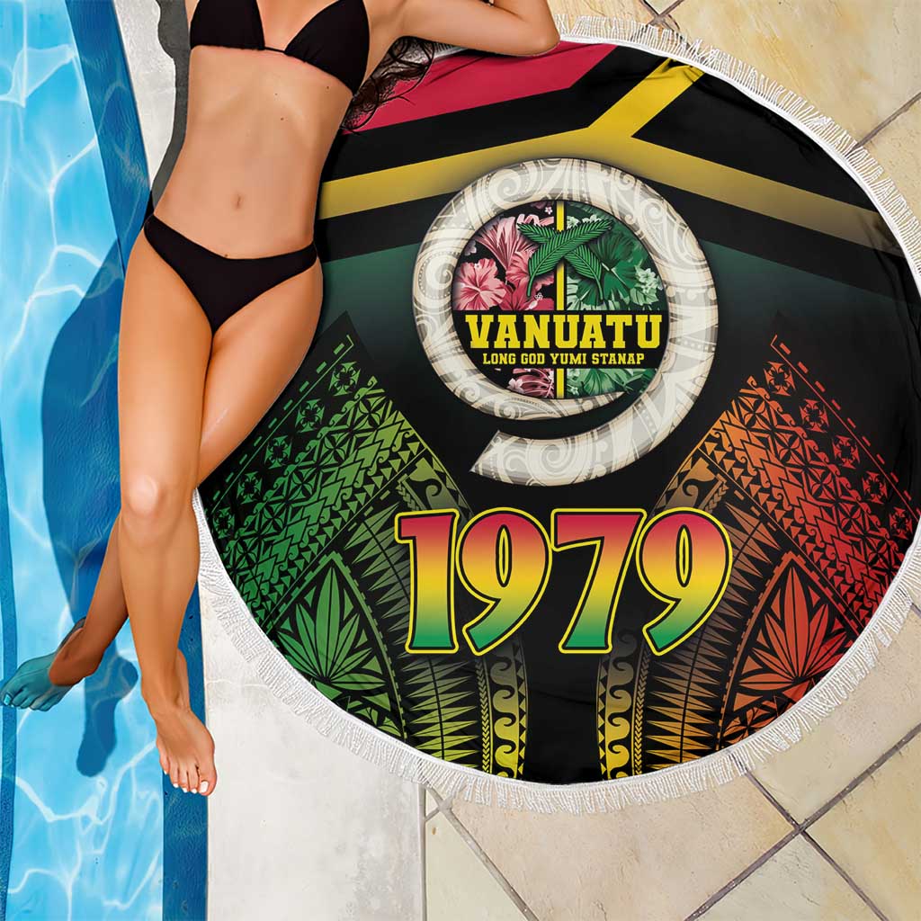 Vanuatu Constitution Day Beach Blanket Polynesian Tattoo and Pig Tusk Since 1979 LT03 - Polynesian Pride