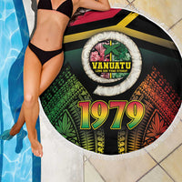 Vanuatu Constitution Day Beach Blanket Polynesian Tattoo and Pig Tusk Since 1979 LT03 - Polynesian Pride