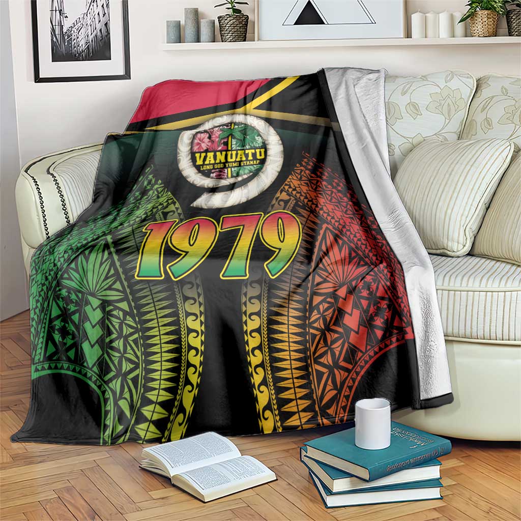 Vanuatu Constitution Day Blanket Polynesian Tattoo and Pig Tusk Since 1979 LT03 Black - Polynesian Pride