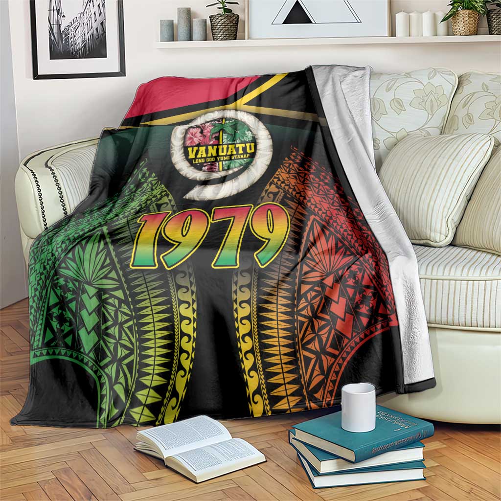 Vanuatu Constitution Day Blanket Polynesian Tattoo and Pig Tusk Since 1979