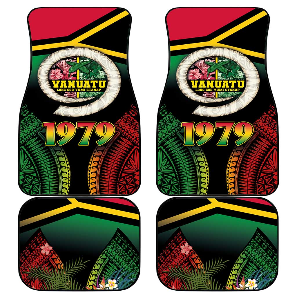 Vanuatu Constitution Day Car Mats Polynesian Tattoo and Pig Tusk Since 1979 LT03 - Polynesian Pride