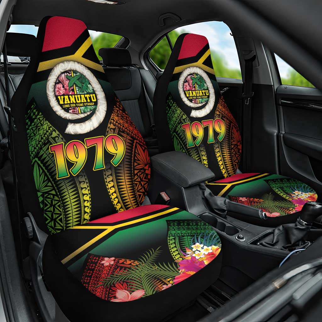 Vanuatu Constitution Day Car Seat Cover Polynesian Tattoo and Pig Tusk Since 1979