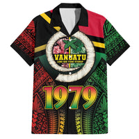 Vanuatu Constitution Day Family Matching Puletasi and Hawaiian Shirt Polynesian Tattoo and Pig Tusk Since 1979