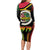 Vanuatu Constitution Day Long Sleeve Bodycon Dress Polynesian Tattoo and Pig Tusk Since 1979