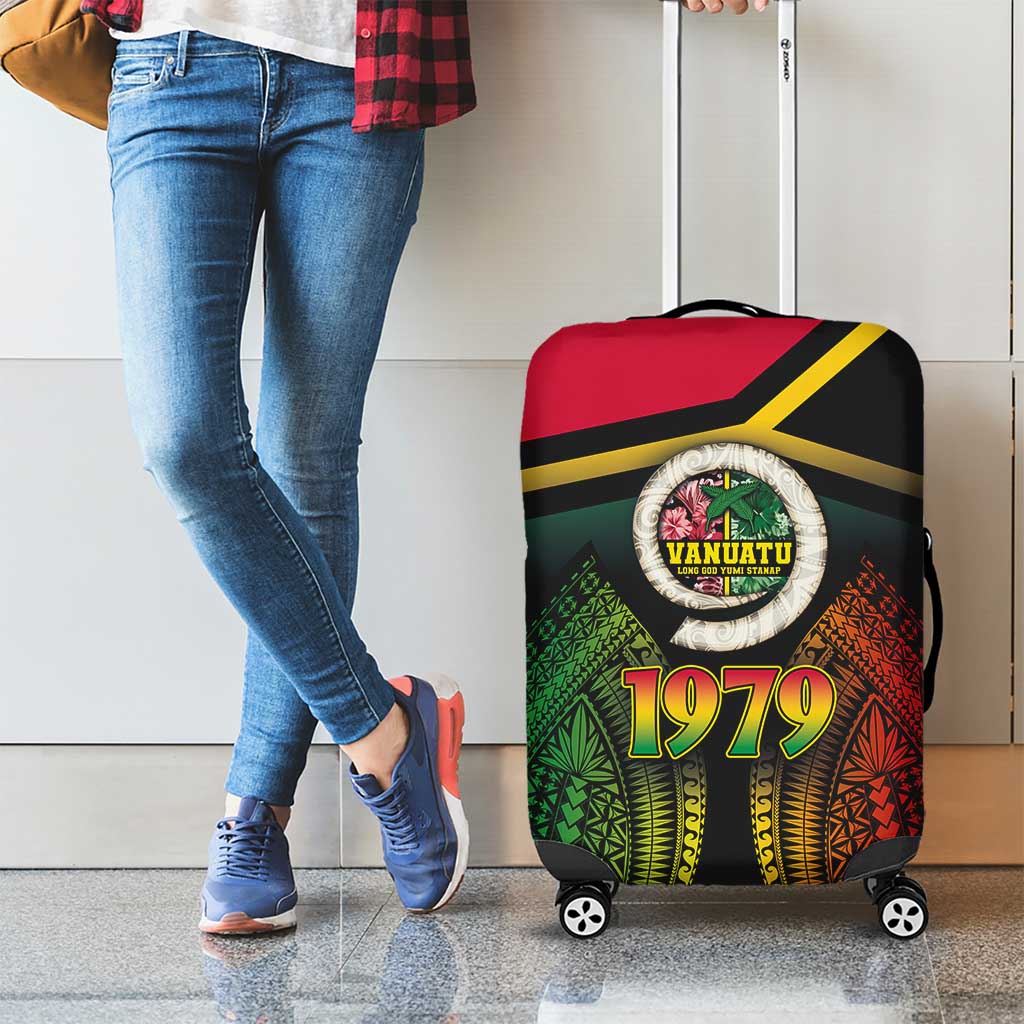 Vanuatu Constitution Day Luggage Cover Polynesian Tattoo and Pig Tusk Since 1979 LT03 - Polynesian Pride