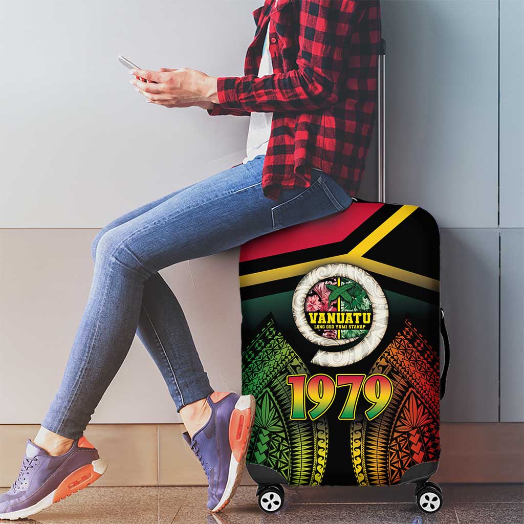 Vanuatu Constitution Day Luggage Cover Polynesian Tattoo and Pig Tusk Since 1979 LT03 - Polynesian Pride