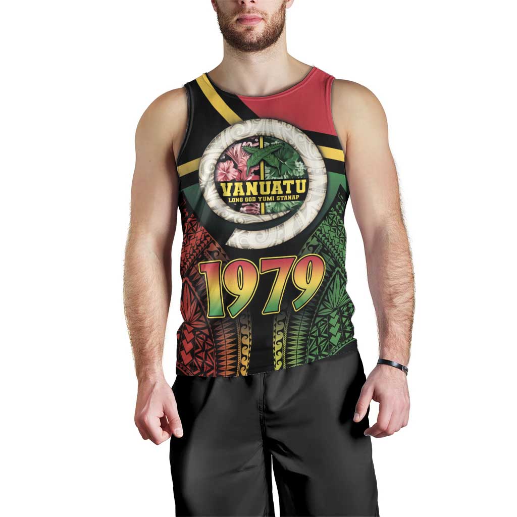 Vanuatu Constitution Day Men Tank Top Polynesian Tattoo and Pig Tusk Since 1979 LT03 - Polynesian Pride
