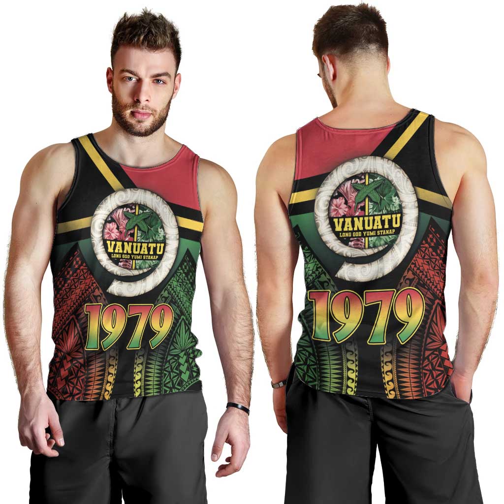 Vanuatu Constitution Day Men Tank Top Polynesian Tattoo and Pig Tusk Since 1979 LT03 - Polynesian Pride