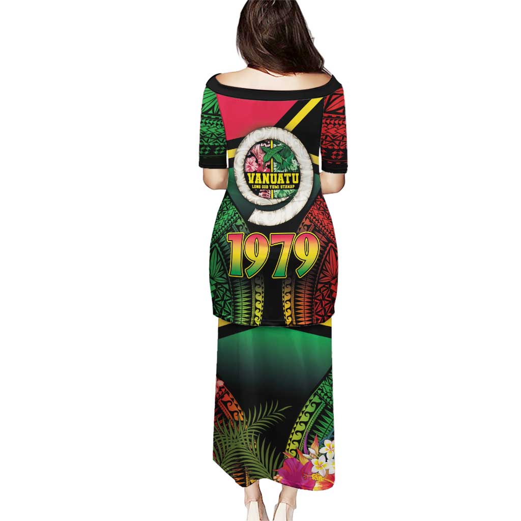 Vanuatu Constitution Day Puletasi Polynesian Tattoo and Pig Tusk Since 1979 LT03 - Polynesian Pride
