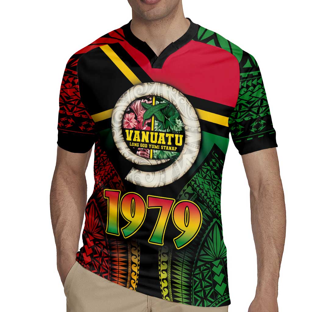 Vanuatu Constitution Day Rugby Jersey Polynesian Tattoo and Pig Tusk Since 1979 LT03 - Polynesian Pride