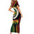 Vanuatu Constitution Day Short Sleeve Bodycon Dress Polynesian Tattoo and Pig Tusk Since 1979