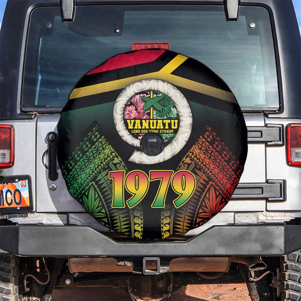Vanuatu Constitution Day Spare Tire Cover Polynesian Tattoo and Pig Tusk Since 1979 LT03 Black - Polynesian Pride
