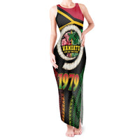 Vanuatu Constitution Day Tank Maxi Dress Polynesian Tattoo and Pig Tusk Since 1979 LT03 Women Black - Polynesian Pride