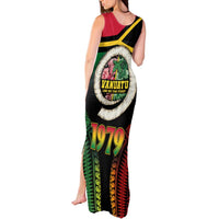 Vanuatu Constitution Day Tank Maxi Dress Polynesian Tattoo and Pig Tusk Since 1979 LT03 - Polynesian Pride